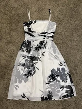 ANN TAYLOR Empire Waist Dress White Floral Fairycore Cottagecore Y2k Coquette 0