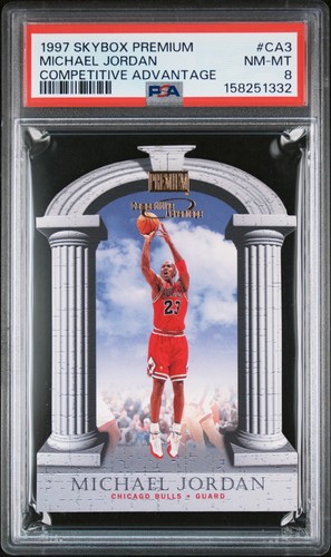 1997 SKYBOX PREMIUM COMPETITIVE ADVANTAGE #CA3 MICHAEL JORDAN PSA 8