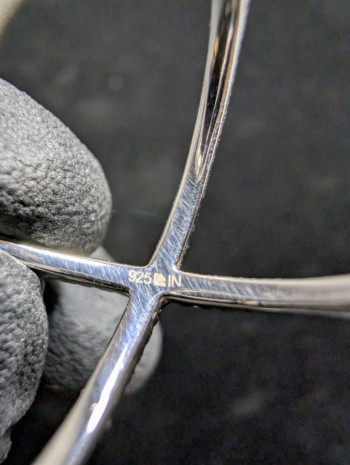 Solid 925 Sterling Silver "X" Crossover Blue Diam… - image 2