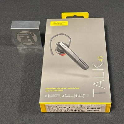 Jabra Talk 45 Bluetooth Headset HD Voice Noise Cancellation Hands-Free Silver