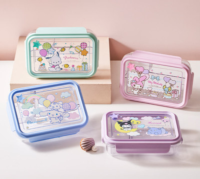 LocknLock x Sanrio Characters 3-Compartment Clear Lunch Box 1000ml 33.8 fl oz