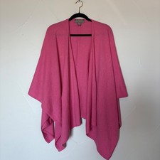 100 Cashmere Women's Pink Open Front Waterfall Wrap Poncho Sweater Shawl OS