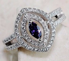 2CT Amethyst  Topaz 925 Solid Sterling Silver Ring Sz 6 IB2-2
