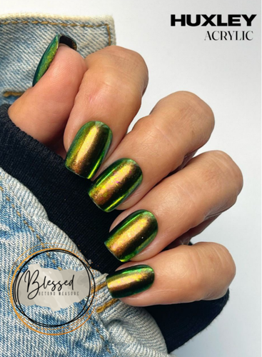 Red Aspen Press On Nails-Haunting Huxley-Acrylic-Short Squoval Halloween Chrome - Picture 3 of 4