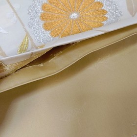 4-Piece Vintage Japanese Silk Kimono Set &ndash; Orange with Gold Accents & Cream Obi