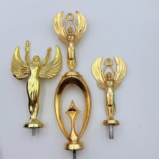 Lot of 3 Vintage Gold Tone Winged Female Trophy Toppers Figurines Award Parts