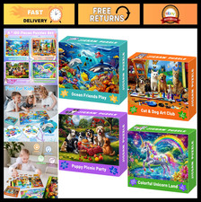 100 Piece Jigsaw Puzzles for Kids 4-8, Sea World, Cats, Dogs  Unicorns, Fun Lea