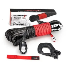  1/4inch 50FT 9500LBS Synthetic Winch Rope Cable Kit with Forged 1/4inx50ft