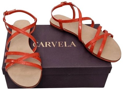 Carvela Best Damen orange Synthetik Sommer Riemchen flache Sandalen UVP 69,00 £