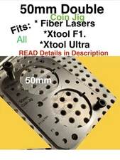 50mm Coin Jig for Lasers - Fits Fibers & XTool. FREE Templates! XCS & LightBurn