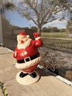 Christmas Blowmold 1950s Glowing Jovial HY-G SANTA Lighted Hard Plastic Decor — photo 3