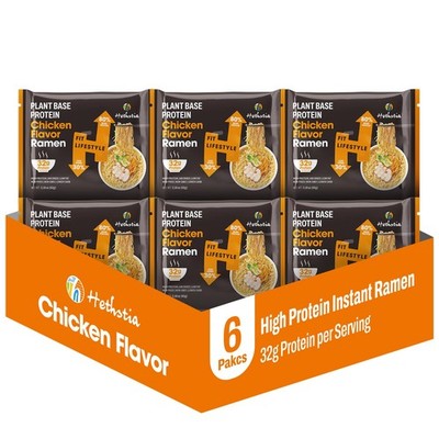 High Protein Ramen Soup  6 Pack Instant Ramen Chicken Flavor, Plant-Based Pro...