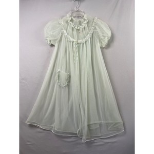 Vintage 60s Gotham Lingerie Robe Womens Petite Mint Green Sheer Babydoll