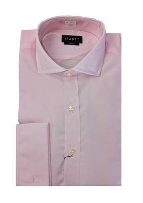 STANTT Herren Hellrosa Cutaway French Cuff End on End Hemd Slim Fit 16-31/32