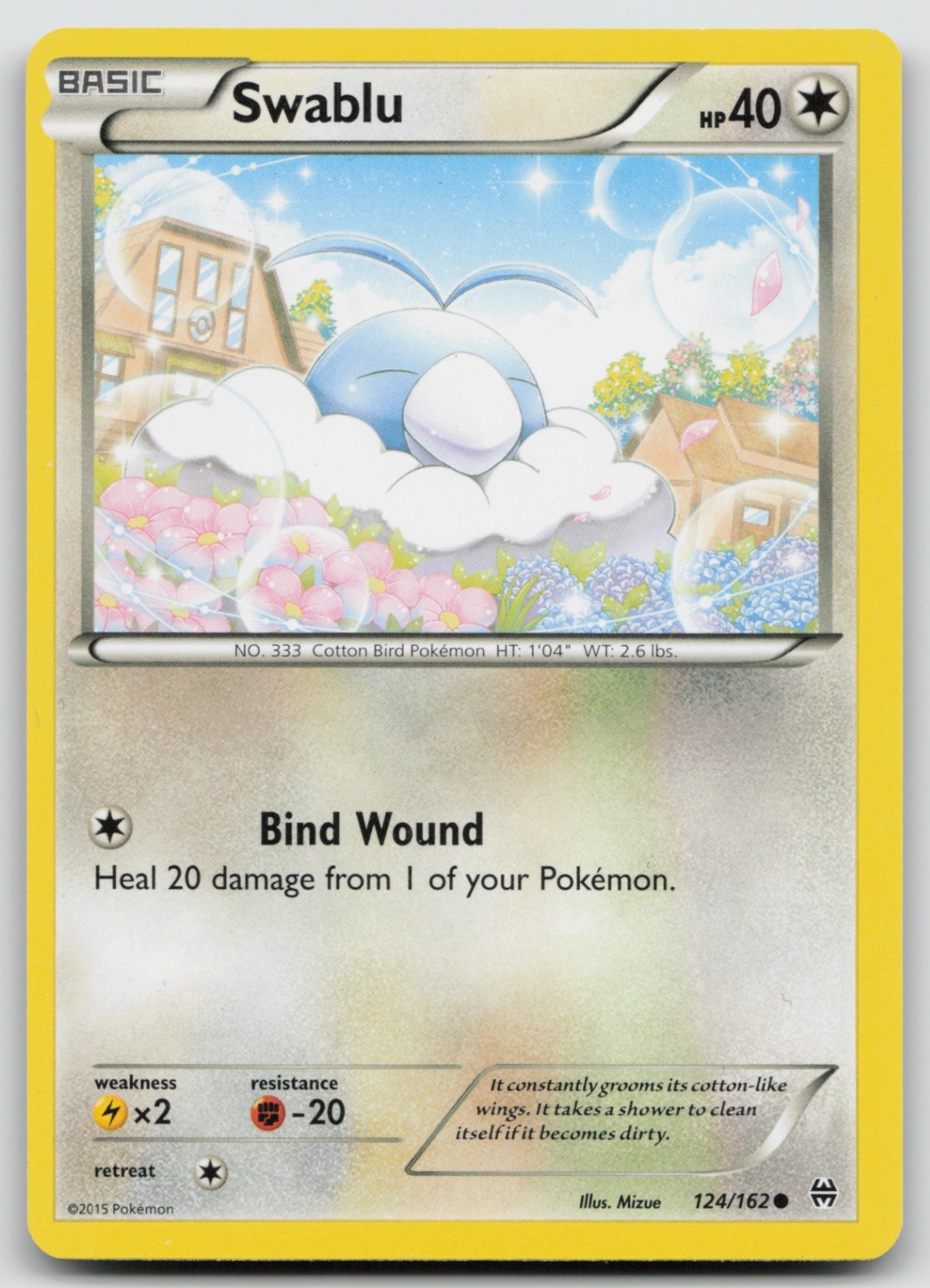 Pokemon Card Swablu Common XY - BREAKthrough 124/162