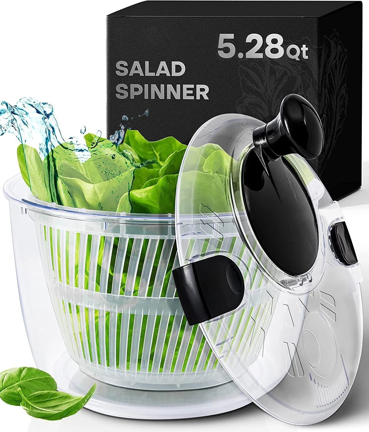 Large Salad Spinner W/ Drain Bowl & Colander Quick & Easy Multi-Use Lettuce