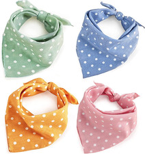 4PCS Fall Dog Bandanas Cat Birthday Cute Soft Cotton Puppy Scarfs Washable Daily