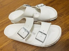 $210 Birkenstock Arizona Premium Leather UNISEX Sandal White M6/W8 EU39 JP26 EUC