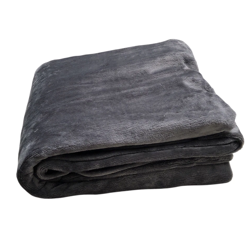 SUNBEAM HEATED ELECTRIC BLANKET - Royal Luxe Velvet Microplush Fleece Full Gray - Image 3 of 4