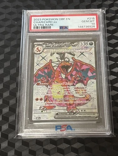 Charizard EX 215/197 Full Art Obsidian Flames Pokemon English PSA 10 Gem