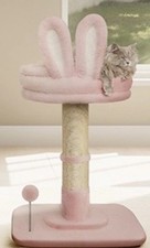 Tiragraffi per Gatti in Sisal ROSA con Letto per Conigli | Accogliente Albero per Gatti Piccolo NUOVO