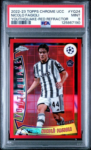 2022-23 Topps Chrome UEFA UCC - Youthquake Nicolo Fagioli Red /5 (RC) - PSA 9