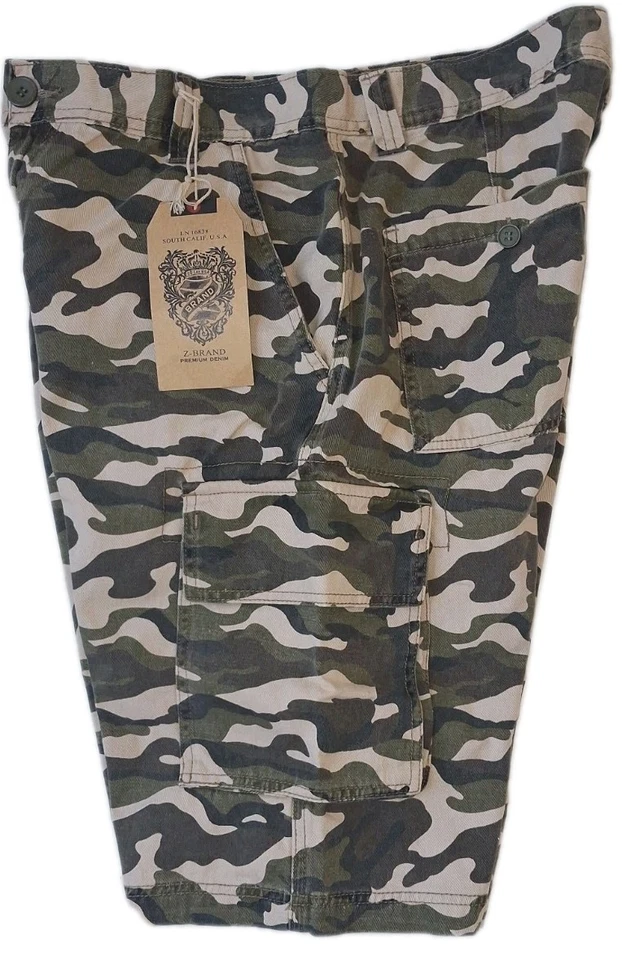 Pantalones Cortos Denim Carga Verde Marca Z Nuevos Con Etiquetas 32 Cintura 12 Entrepierna Foto 3 de 4