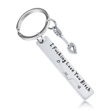 Best Friend Keychain for Women, Stainless Steel Key Chain Engrave I Fking Love