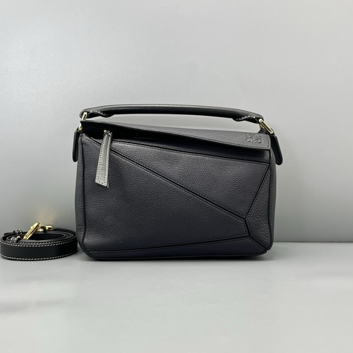 Authentic Pre-owned Loewe Puzzle Small Dark Navy Grained Leather Crossbody Bag