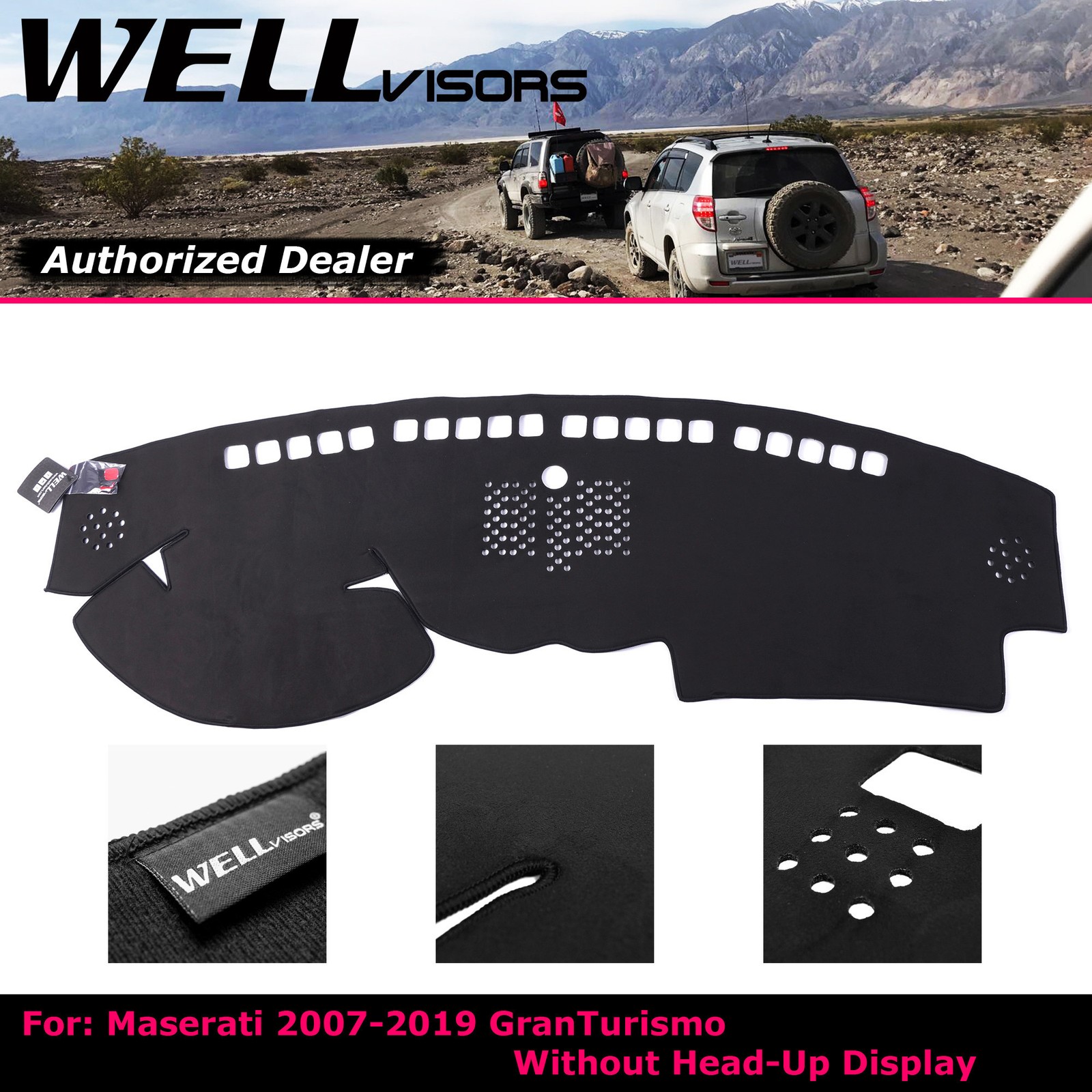 Suede Dash Mat For Maserati GranTurismo 07-19 w/o HUD WELLvisors 3-777MA001
