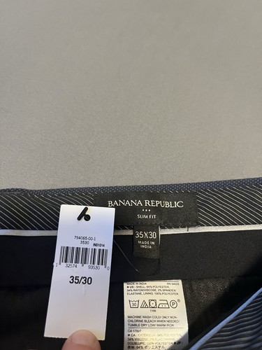 BANANA REPUBLIC Men's Slim Stretch Dress Pants 35x30 Navy #794065, NWT - Picture 4 of 8