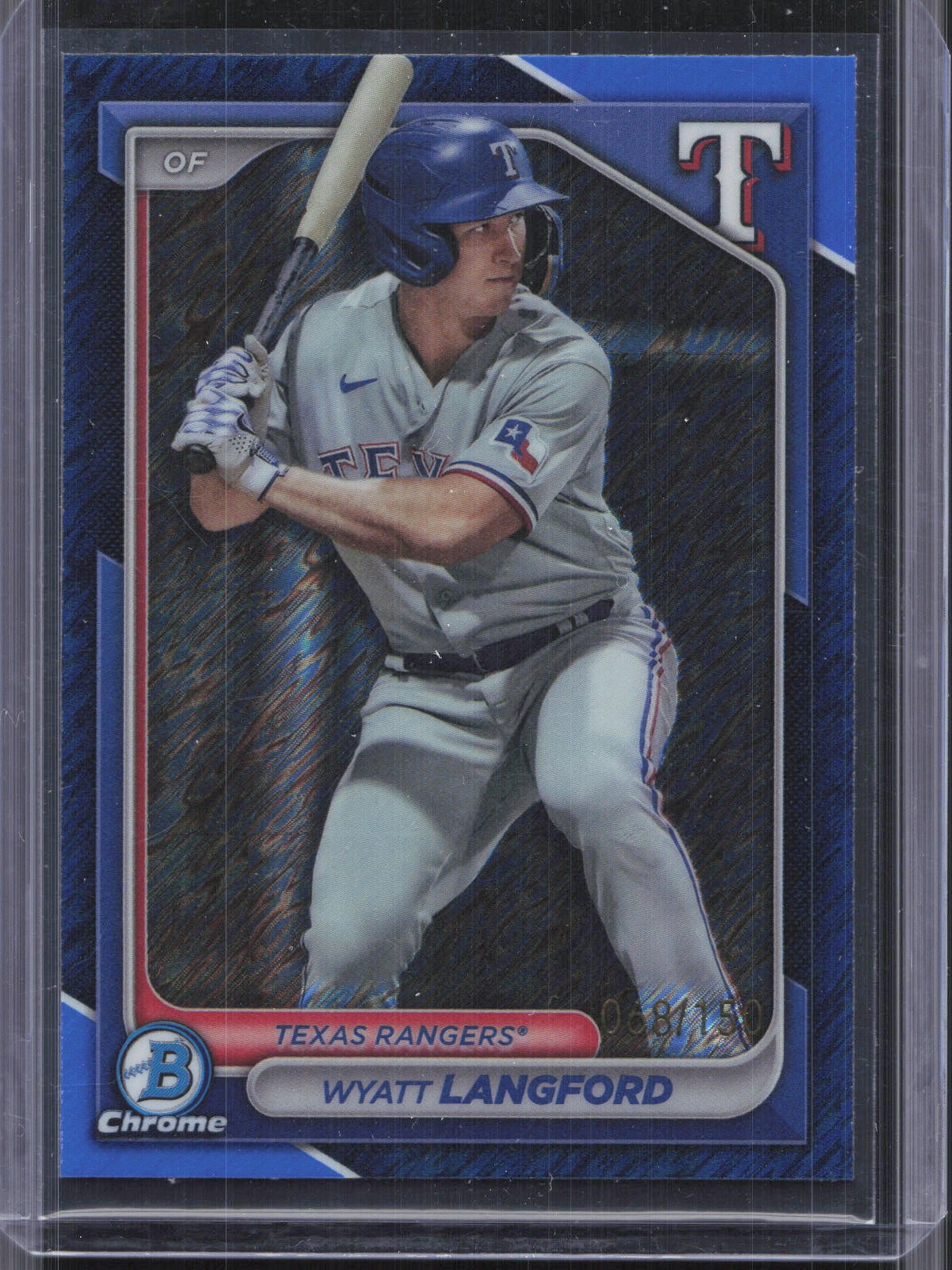 2024 Bowman #BCP-64 Wyatt Langford Chrome Blue Shimmer #/150