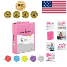 Durable 1 Inch 3 Ring Binder in Pink with Dual Pockets for School  Office Use
