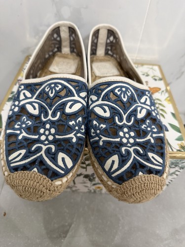 Tory Burch Lucia Lace Espadrille Shoes Size 7.5 - Pre-owned - Picture 1 of 7