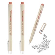 3Pcs 0.15mm Fineliner Ink Pens Brown 