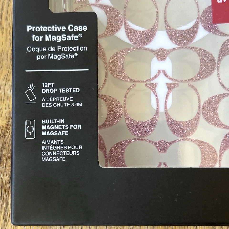 Coach защитный чехол iPhone 16 прозрачный розовый MagSafe подпись C логотип блестящий - Изображение 3 из 4