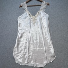 Vintage Nightgown Dentelle Sz M Satin Embroidered Embellished Lace Gown USA Made