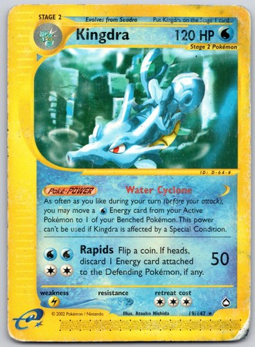 Kingdra 19/147 Rare Aquapolis Pokemon Damaged