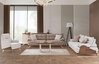Sofagarnitur Dreisitzer Sessel Couch Polstersofa Stoffsofa Beige 3Tlg