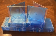 Lot of 50 Slim Blue CD DVD Blu-ray Jewel Cases   Replacement Storage  USED