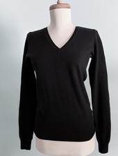    100 Cashmere V-Neck Pullover Sweater UNIQLO Black Size S Beautiful Classic