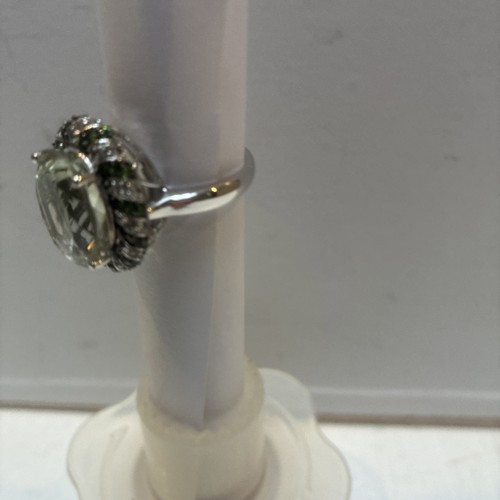 Vintage Prasiolith russischer Chrom & Topas Diopsid Topas Sterlingsilber Gr.9 - Bild 2 von 7