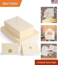 50 PACK Cream Blank Cards and Envelopes 4X6 Inch, Note Greeting Cards, Folded Iv