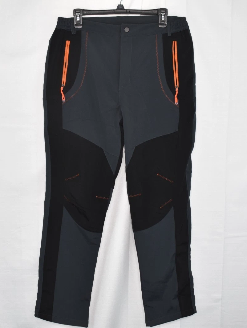 WIND STOPPER XL Men's Poly Spandex Fleece Cycling Pants Black Gray