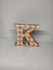 Decorative Wood Free Standing / Hang Letter "K" Yellow Plaid