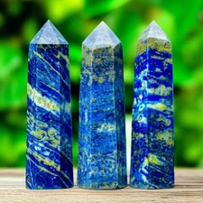 Natural Lapis Lazuli Tower Point Healing Crystal Chakra Obelisk Wand Home Decor
