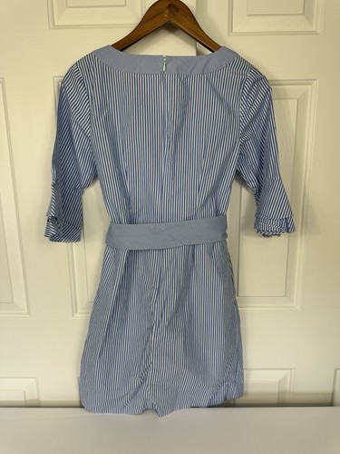 Shirtkleid Talbots Größe 2 gestreift blau weiß Baumwolle Wendegürtel - Bild 3 von 8