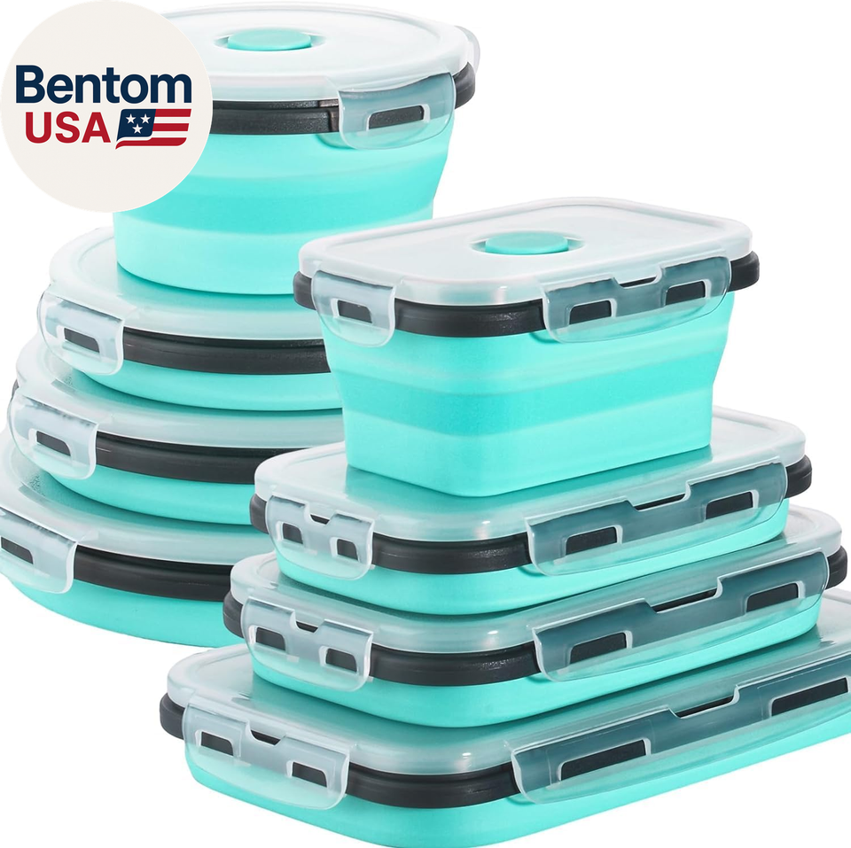 8 Pack Collapsible Food Storage Containers with Lids, Collapsible ...