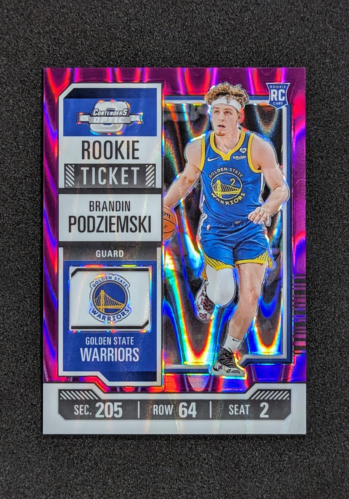 2023-24 Panini Contenders Optic Brandin Podziemski RC Rookie Purple Prizm /18