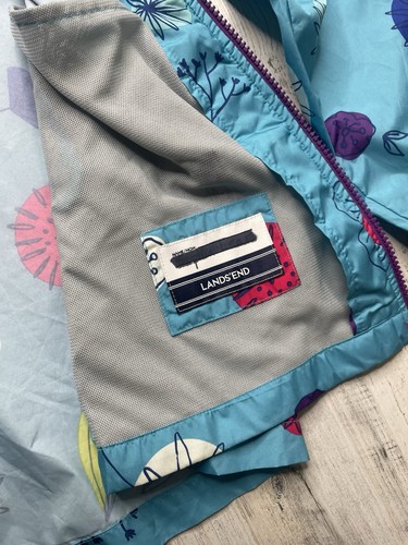 Lands End Rain Coat Blue Floral Windbreaker Lightweight Girl’s Size: 16 XL EUC!! - Picture 7 of 11